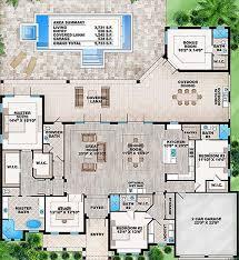 Plan 86017bw Florida House Plan With Detached Bonus Room Florida House Plans Pool House Plans House Plans One Story