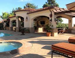 Cabana home, located in santa barbara, california, is at santa barbara street 111. Spanish Revival Style Pool Cabana In Santa Barbara Mediterran Pools Santa Barbara Von Santa Barbara Home Design Houzz