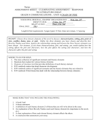 How to use literary in a sentence. Culminating Project Unit 4 Literary Elements Essay