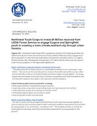 Northwest Youth Corps to invest $4 Million received from USDA Forest  Service to engage Eugene and Springfield youth in creating