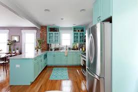 stylish colorful kitchen cabinet design