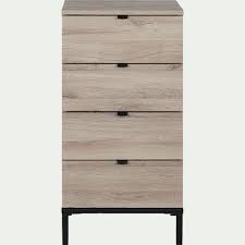 Découvrez le rayon meuble d'appoint et banc d'entrée en promotion avec des nouveautés toute l'année et dans tous les magasins but. Chiffonnier 4 Tiroirs Finition Chene Et Pieds En Metal Noir Castel Commode Alinea