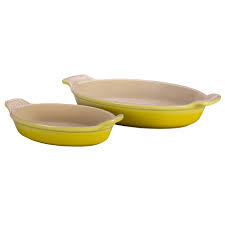 Silicone pot handle grip, set of 2. Le Creuset Heritage Soleil Yellow Stoneware Au Gratin Dish Set Of 2