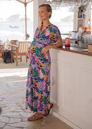 Clubl robe longue aztec kimono. Robe Longue Grossesse Et Allaitement Kimono Imprime Balloon Jolibidou Com