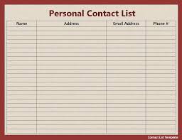 Free Contact List Template Free Word Templates