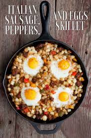 Italian Sausage Peppers And Eggs Skillet Recipe Stuffed Peppers Italian Sausage Paleo Breakfast