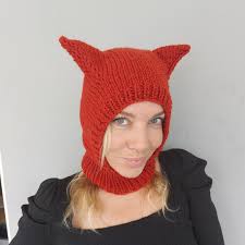 Balaclava with Ears Knit Wool Balaclava Hat by BudanovaDisign