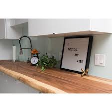 With six colors to choose from you can easily customize your butcher block countertop with your favorite stain color. Hardwood Reflections Acacia 4 Ft L X 25 In D X 1 5 In T Butcher Block Countertop In Mineral Oil Stain With Live Edge 1525hdaca 50 The Home Depot Butcher Block Countertops