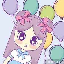 Bedroom blackout curtains cartoon curtain window for children kids. Kawaii Anime Girl Over Colorful Balloons And Blue Background Vector Illustration Blackout Window Curtain Pixers We Live To Change