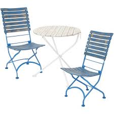 After being folded, the storage cabinet below is available to store snacks, drinks, or folding chairs. 3 Pc Cafe Couleur Shabby Chic Chestnut Wood Table And Folding Chairs Blue Sunnydaze Decor Target
