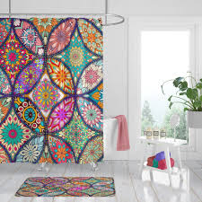 Diamond Circles Mandala Design Shower Curtain Cool Shower Curtains Mandala Shower Curtain Unique Shower Curtain