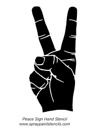 Black And White Peace Sign Free Stencils Spray Paint Stencils Peace Sign Hand Hand Outline Hand Sticker