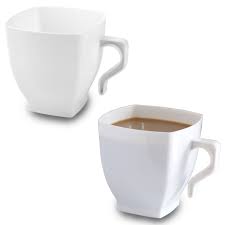 4.2 out of 5 stars, based on 5 reviews 5 ratings. White Plastic Coffee Cups 8oz Square Mugs With Handle Disposable Or Reusable 16 Cups Walmart Com Walmart Com