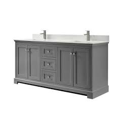 Two sinks have elegant brass faucets and, obviously. Double Sink Bathroom Vanities Bath The Home Depot
