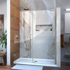 Dreamline shower doors fit virtually any shower space. Dreamline Unidoor 56 To 57 In X 72 In Frameless Hinged Shower Door In Brushed Nickel Shdr 20567210 04 The Home Depot