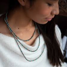 Turquoise Pearls Necklace With 5mm Sterling Silver Beads, Turquoise and  Silver Necklace, Southwest Silver Beaded Necklace, Southwest Jewelry