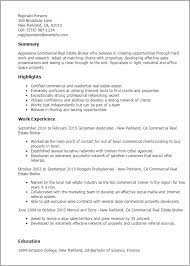 Novax recruitment are currently on the look out for an assistant commercial manager on behalf of one of. Commercial Real Estate Broker Resume Example Mpr
