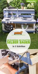 Wir haben regalkisten aus unserem shop in der größe 50x40x30cm verwendet. Matschkuche Aus Paletten Selber Bauen Aus Bauen Matschkuche Paletten Selber Selberbauen Backyard Decor Mud Kitchen Gardening For Kids