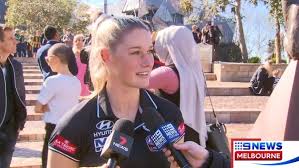 'tayla harris with carlton during a preliminary final against fremantle at ikon park in march 2019' by. Tayla Harris Statue Online Comments Mocking Aflw Star