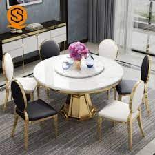 A round glass dining table is a great option if you prefer a clean, contemporary look and just need a table to fit a small space. China Custom Size Marble Top Dining Table Round Rotating White Marble Dining Table China Dining Table Dining Table Marble