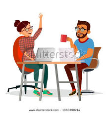 Business People Sitting At The Table Vector Laughing Friends Office Colleagues Man And Woman Talking To Each Oth Sozdanie Illyustracij Illyustracii Multfilmy