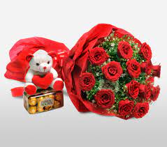 What's better than a flower delivery? Red Rose Combo Combination Of Flowers Chocolates And Teddy Bear Send Flower Gifts India To India Flora2000