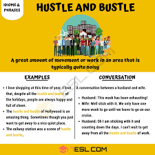 Hustle And Bustle What Is The Meaning Of The Useful Phrase Hustle And Bustle 7 E S L Idioms English Grammar Book Pdf English Idioms