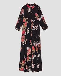 Image 8 of LONG FLORAL PRINT DRESS from Zara | Floral print dress long,  Floral mesh dress, Midi dress with sleeves