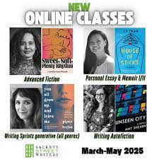 NEW Online classes start next week and throughout March! 🩵 Advanced  Fiction with Laura Warrell 🩵 Personal Essay & Memoir I/II with Ly Tran 🩵  Writing Autofiction with Amy Shearn 🩵 Writing