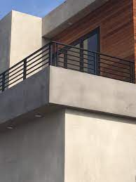 Smooth Stucco Light Grey Wood Trim Balcony Railing Design Railing Design Balcony Grill Design