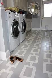 I used brown porch & floor paint. Birds Of A Feather Off The Chain Laundry Room Painted Wood Floors Wood Floor Pattern Laundry Room Flooring