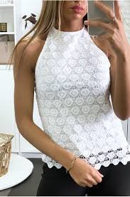 Check spelling or type a new query. Top Blanc En Dentelle Double Avec Attache Au Col Vetement Mode Femme