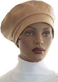 Clear Sequined Beige Micro Suede French Tam Beret Hat Satin Etsy Beret Hat Microsuede Hats
