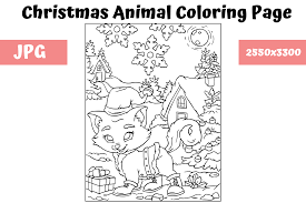 Santa claus, reindeer, happy christmas kids and more christmas coloring pages and sheets to color. Christmas Animal Coloring Page 3 Graphic By Mybeautifulfiles Creative Fabrica