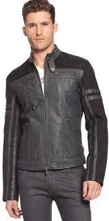 Armani Jeans Gray Eco Leather Zip Pocket Jacket For Men Armani Jeans T Shirt Armani Leather Jacket Leather Jacket Men