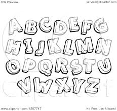 Red blue yellow and white letter m. Cartoon Of A Black And White Sketched Alphabet Letters Royalty Free Vector Clipart By Visekart 1207747