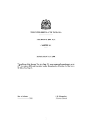 Short title and commencement 2. The Income Tax Act Tanzania Investment Centre