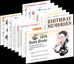 Read on for some hilarious trivia questions that will make your brain and your funny bone work overtime. 1976 Birthday Pack Free Party Games