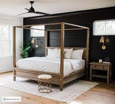 Canopy bed in small room shop. Farmhouse Canopy Bed Wooden Beds Pottery Barn