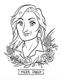 This page may be helpful for students who get their handwritten b's and d's reversed or confused. Meryl Streep Coloring Activity Workman Publishing
