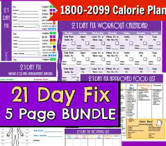 21 Day 1800 2099 Calorie Diet Plan 5 Page Pdf Bundle Menu Etsy 21 Day Fix How To Plan Weekly Menu Planners