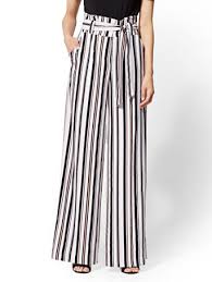 Black And Yellow Striped Palazzo Pants Paperbag Waist Palazzo Pant Stripe 7th Avenue New York Company Stripe Outfits Outfits Pants For Women