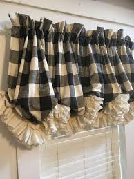 Black And Cream Buffalo Check Curtains Black And Cream Buffalo Check Balloon Curtain With Cream Etsy In 2020 Balloon Curtains Country Kitchen Curtains Curtains