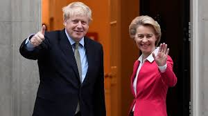 European commission president ursula von der leyen speaks to reporters on sunday after speaking by phone with british prime minister boris johnson, at the european commission in brussels, belgium. Brexit Eu S Ursula Von Der Leyen Warns Boris Johnson Full Trade Deal Not Possible Before Deadline Politics News Sky News