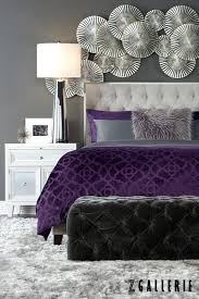 Contemporary purple and gray girl's bedroom features gray and purple chandelier over a gray velvet daybed with lavender velvet bolster pillows flanked by bone inlay nightstands lit by purple fluted lamps against serena & lily feather wallpaper. Gray And Purple Bedroom Ideas Master Style Lavender Grey Bedrooms Teal Pink Walls Bathroom Modern Apppie Org