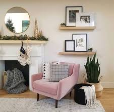 Like This Shelf And Chair Idea For Next To The Tv The Empty Area Wall Decor Living Room Living Room Decor Pink Chair