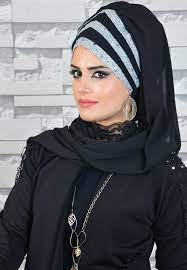 Aise Tesettur Siyah Gumus Simli Drapeli Hazir Abiye Sal Moda Stilleri Turban Basortusu Sal