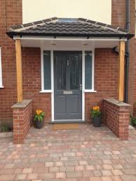 How Is A Front Door Canopy Built Canopyover Timber Glassdoor Porchroof Portico Concrete Garage Gable Over Porch Canopy Door Canopy Modern Door Canopy