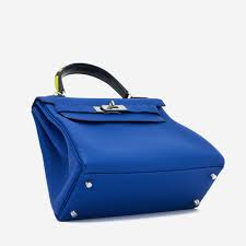 More images for bleu indigo » Hermes Kelly 28 Togo Au Trot Bleu Electrique Indigo Lime Vert Fonce Saclab