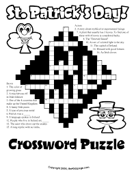 Patty's cow word search puzzle. St Patrick S Day Crossword Puzzle Free Coloring Pages For Kids Printable Colouring Sheets